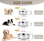 Dog Bowls Durable Heavy Duty Stainless Steel Dog Bowls Non-Slip Basic Bowl for Dogs with Rubber Base (2 Pack, 3 Cups)