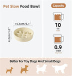 Ceramic 0.9 Cup Dog Bowl Slow Feeder, 6.1inch Slow Pet Food Dish for Small Dog and Cat, Stop Bloat, Preventing Choking(Single Bowl, Light Yellow)
