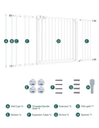 Babelio 36-57" Extra Wide Baby/Dog Gate, Auto Close with Large Walk Thru Door,Safety for Pet, House, Stairs and Doorways, Pressure Mounted for Chlid, White