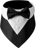 Dog Tuxedo Collar with Bow Tie – Adjustable Wedding Dog Collar Bandana for Small, Medium & Large Dogs – Formal Pet Attire for Weddings & Special Occasions