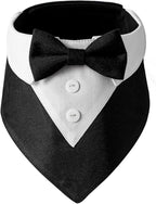 Dog Tuxedo Collar with Bow Tie – Adjustable Wedding Dog Collar Bandana for Small, Medium & Large Dogs – Formal Pet Attire for Weddings & Special Occasions