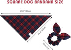 E-Clover Red Dog Bandanas & Matching Scrunchie Set Plaid Dog Scarf Bibs for Medium Large Dogs Girl Boy Pet Owner Gift Blue Valentine