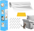 Cat Scratch Furniture Protector, 11.8"x196.8" Couch Protector from Cat Claws Cat Scratch Deterrent Furniture Protectors, Single-Sided Sticky Clear Cat Scratch Protector for Furniture Door Walls