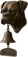 Christmas German Shepherd Welcome Bell – Retro Dog & Witch-Themed Doorbell – Decorative Cast Iron Hanging Bell with Brass Chime – Rustic Farmhouse Wall Décor–Halloween (Boxer Dog)