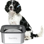 Kactoily 3L No-Spill Dog Water Bowl, Large Capacity Slow-Drinking Pet Water Feeder with Anti-Splash Floating Disk and Non-Slip Base (Square Dog Bowl)