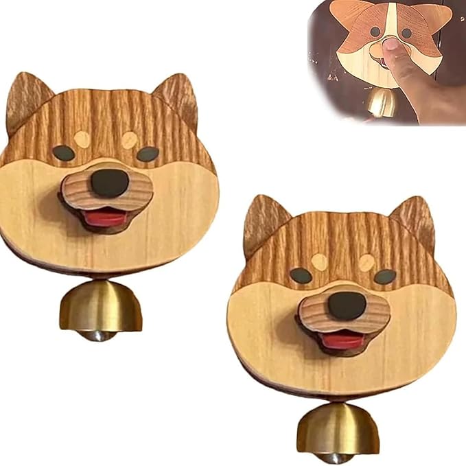 Handcrafted Wooden Shiba Inu Wind Chime Doorbell - Magnetic Dog-Shaped Doorbell for Home, Shop, or Office Decor - Unique Shopkeeper Bell with Charming Design (1Pc)