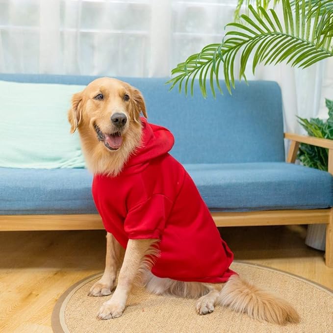 KOOLTAIL Dog Hoodie for Large Medium Small Dogs,Soft and Warm Pet Sweater with Leash Hole and Pocket Boy Girl,Puppy Fall Winter Jacket Clothes,French Pitbull Cold Weather Coat Sweatshirt,Red XL