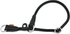 Braided Round Martingale Dog Collar, Training Collar with Slidable Stop Ring and Adjustable Stopper - Ideal for Medium Dogs (M(1/3") - 18" Long, Black)