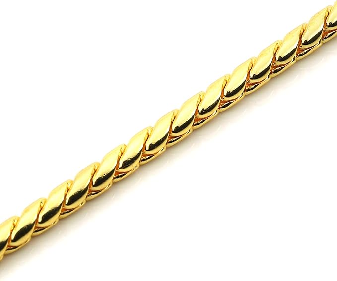 Mogoko Stainless Steel Dog Choke Chain Collar, Puppy Metal Snake Chain Pet Show Slip Collar Choker for Training Walking (Gold;16.0"*3.0mm)
