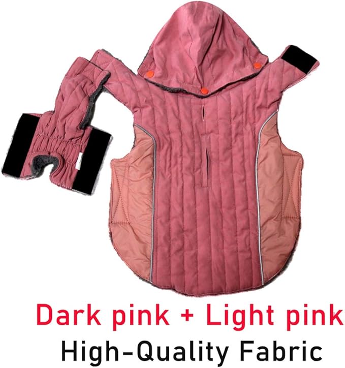 Fleece Dog Hoodie for Large Dogs Super Warm Doggie Jacket for Cold Winter Dog Coats,Pink XL