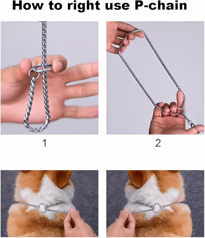 Choke Chain Collars for Dogs, Metal Slip Link Training Heavy Duty Dog Choker Collar Puppy Collars for Small Medium Large Dogs, Black M