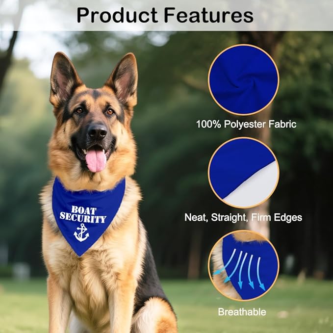 Boat Security Blue Dog Bandana, Nautical Gifts for Boat Lover Captain, Nautical Pet Accessory, Lake Life Dog Gear, Sailor's Pet Apparel, Christmas Birthday Gifts for Pup Mom Dad