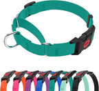 Waterproof Martingale Collar for Dogs,Easy to Clean Dog Collars with Safety Quick Release Buckle,Rubber Collar for Medium Large Dogs Walking Training (Emerald Green, M (16.5-20.8inch))