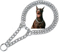 Silver Dog Chain Collar for Small Dogs, Heavy Duty Training Double Row Chains Choker Collar Metal Slip Choke Collar Martingale Collars for Small Medium Large Dog, D2.0mm