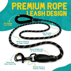 No Pull Dog Harness and Leash Set for Large Dogs – Adjustable Reflective Breathable Soft Padded Easy Control Dog Harness for Training & Walking, Black (Large)