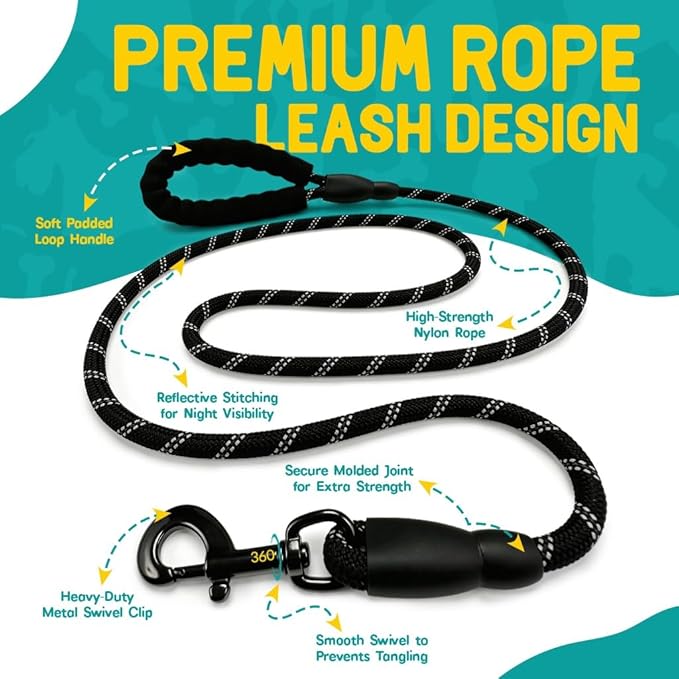 No Pull Dog Harness and Leash Set for Extra Large Dogs – Adjustable Reflective Breathable Soft Padded Easy Control Dog Harness for Training & Walking, Black (X-Large)