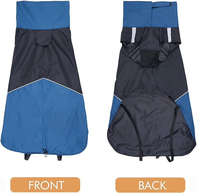 Windproof Dog Winter Jackets - Outdoor Coats with Waterproof Protection, Cold Weather Coats for Dogs, Blue Black XXL