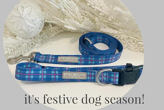 Lucky Love Dog Martingale Dog Collar & Leash - Adjustable, No-Slip, Durable, Comfortable, Soft Webbing, & Stylish Patterned Collar & Leash Set for Male and Female Dogs - Scotty Combo, Small