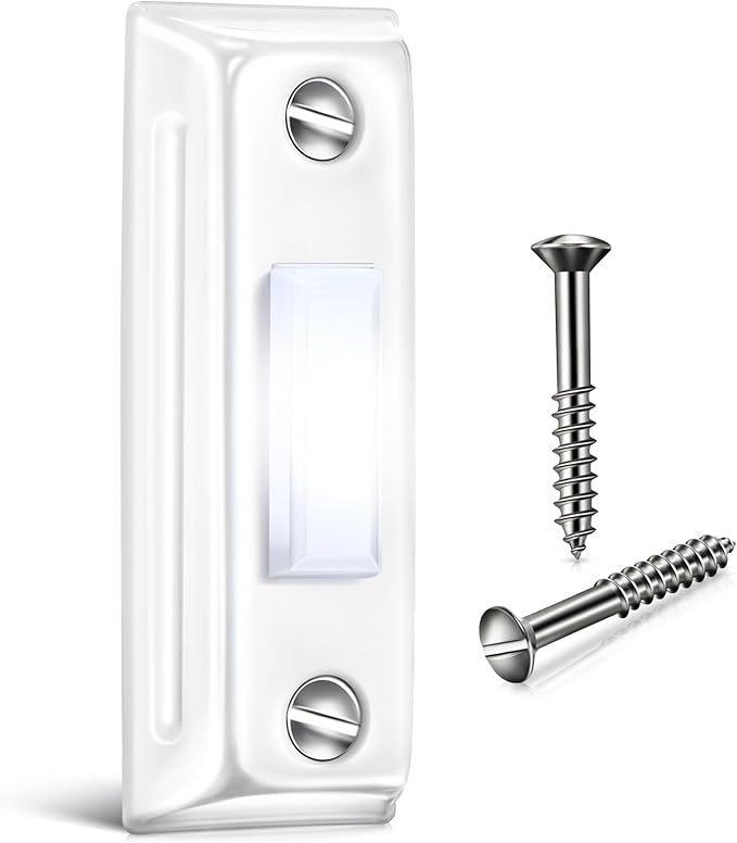 Dreyoo Metal Doorbell Push Button, Heavy Duty Metal Door Bell Wired Button LED Lighted Wall Mounted Door Bell Push Buttons for Home Universal Garage Opener Switch Property in Copyright(White)