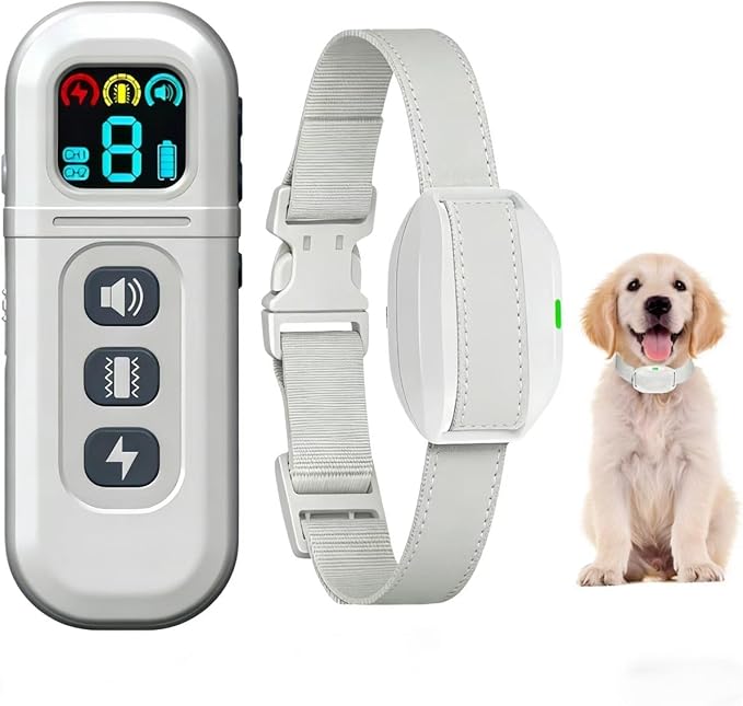 Shock Collar for Small Dogs, Electric Dog Training Collar with Remote,Tailored for 5-30lbs Small Dogs,3 Training Mode Beep, Vibration, Safe Shock(0-9) Waterproof, 1900ft Range (White, Small)