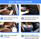 Dog Car Seat for Small Dogs, Washable Pet Booster Seats for Car with Clip-On Safety Leash, Reversible Puppy Carseat with Storage Pockets, Travel Carrier Bed for Dogs Under 25 lbs, Blue