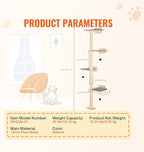 HAPPYBUY 4 Tiers Cat Tree, Cat Wall Furniture Set with 4 Jumping Boards, Wall-Mounted Cat Floating Shelf up to 40 lbs, 12 mm Pine Wood Cat Perch for Sleeping, Playing and Climbing