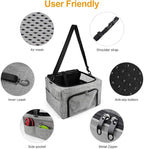 Dog Cat Car Seat, Collapsible Cat Puppy Car Carrier with Metal Frame, Travel Bag for Small Medium Pet up to 15 lbs
