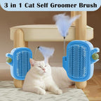 3-in-1 Cat Self Groomer Brush – Wall Corner Cat Scratch Pad with Catnip Ball & Feather Toy, Cactus-Style Wall Brush for Indoor Cats, Cats Massager & Face Scratchers for Fur Pets