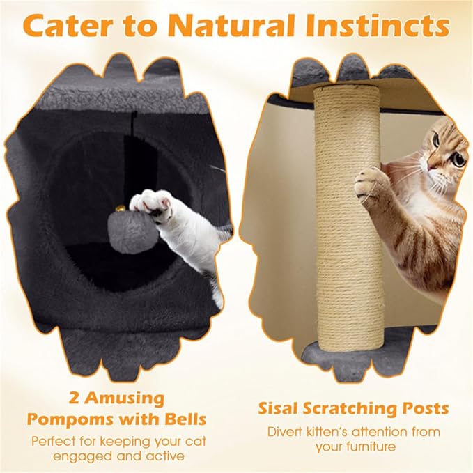 40" Multi-Level Cat Tree for Munchkin & Senior Cats – Extra Stable Wide Base, Plush Padded Perch & Spacious Condo