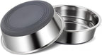 Dog Bowls Durable Heavy Duty Stainless Steel Dog Bowls Non-Slip Basic Bowl for Dogs with Rubber Base (2 Pack, 3 Cups)