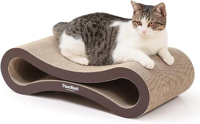 Paws NEST Scratch Lounge for Cats, 21.6 Inch Cat Lounger Scratcher, Infinity Cat Scratcher, Reversible, Non-Toxic & Durable, Includes Premium Organic Catnip