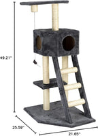 IRIS USA Three Tier Plush Cat Tree, Gray/Beige