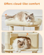 Taoqimiao Cat Tree,49-Inch Cat Tower for Indoor Cats,2 Luxurious cat condo with Adjustable Large Hanging Baskets and Large Luxurious Perch Beige MS029LM
