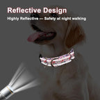 Reflective Martingale Collar with Quick Release Buckle Anti Pulling Girl Female Dog Collars (Pink Flowers Plants, Large)