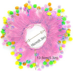 2-PC Pet Birthday Party Costume-Puppy Pink Adjustable Collar Saree with Colorful Balls and Cute Star Hat Soft Costume Accessory for Dogs Cats