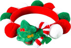 Elegant little tail Dog Christmas Costume 1PC Red Christmas Collar Soft Funny Pet Collars Headgear Adjustable Pom-Pom Headdress Cute Collar for Medium Dog Pet Party Accessories Costume