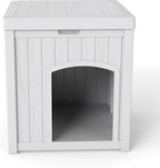 Indoor Dog House Weatherproof Outdoor Dog Houser for Small Medium Dogs, Resin Plastic Igloo Dog House with Flip Lid and Elevated Floor, Easy Assembly for Cat Puppy Shelter (White)