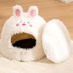 Cat Bed for Indoor Cats Large Cat Bed Cave Durable Cat Tent Bed with Removable Washable Cushion for Pet Cats and Dogs (Bunny Style, L (20.9 X 20.9 X 15.7 Inch))