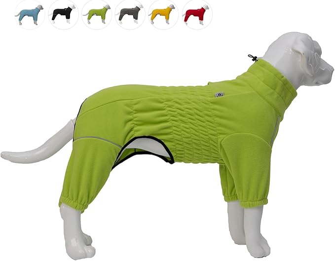 Warm Fleece Dog Winter Coat, Windproof Jacket for Small to XXL Dogs, Zippered Closure - Green