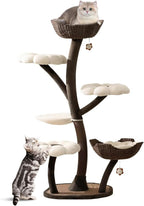Blossom 59" Flower Cat Tree with Replaceable Flower Perches and Scratching Posts, Tall Cat Tower with Resting Platforms for Large/Small Cats Climbing, Multi-Level Cats Tower with Toy Balls