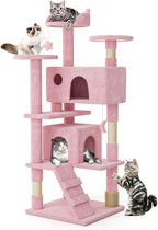 MoNiBloom 54 Inch Cat Tree Tower for Indoor Cats Large Adults, Pink Cat Tower with Scratching Post, Multi-Level Furniture Activity Center with Cat Condo Pet Play House, Soft Pink
