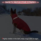 BRKURLEG Dog Winter Coat with Harness Built in, Warm Jacket for Small Medium and Large Dogs, Windproof Turtleneck Fleece Dogs Snowsuit with Hook & Loop, Reflective Christmas Dog Jacket, Red M