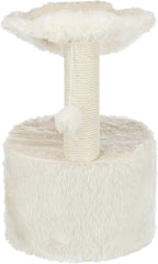 TRIXIE Baza Grande Cat Scratching Post 23,6 Inch - with Durable Sisal Rope and with Fluffy Hammock, Dangling Cat Toy & Cuddly Cat Cave - in Cream