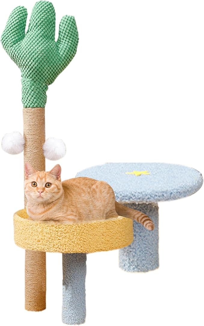 Cat Tree for Indoor Cats,Cactus Cat Climber Stand - Interactive Cat Tree Playhouse, Removable Cat Climber Stand with Space, Scratching Posts, Balls for Small Large Cats