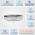 Coldest Dog Bowl - Anti Rust Metal, Non Slip, 3 Layers Insulated Stainless Steel Dog Bowls - Spill Proof & Heavy Duty - Water Bowl for Dogs, Cats & Pets, Dish Washer Safe (21 oz, Epic White)