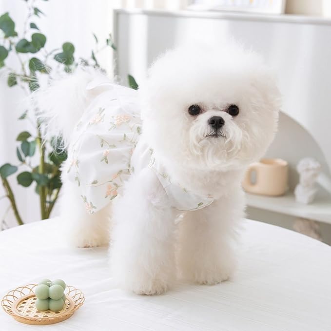 Princess Dog Dresses - Puppy Skirt with Lace & Bowknot - Shining Embroidery - X-Large for Girl - Wedding & Birthday Party