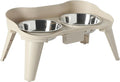 Gibson Home Wags N’ Whiskers 3 Piece Elevated Pet Bowl Set, 12oz Stainless Steel Dog & Cat Bowl with PP Stand, Non-Slip Raised Feeder, Food & Water Station, Dishwasher Safe, Taupe