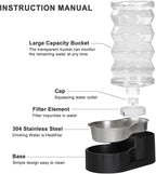 RIZZARI Dog Water Bowl Dispenser : 8L Gravity Large Black Stainless Steel Automatic Feeder with Triple Filter - No Spill - Easy Clean - for Energetic Dog Owners - Multi-Pet Families -Backyard -Balcony