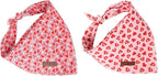 Lionet Paws Valentine's Day Dog Bandanas 2 Pack, Pink Dog Triangle Red Hearts Dog Kerchief,Adjustable Triangle Holiday Scarves for Medium Large Dogs Pets