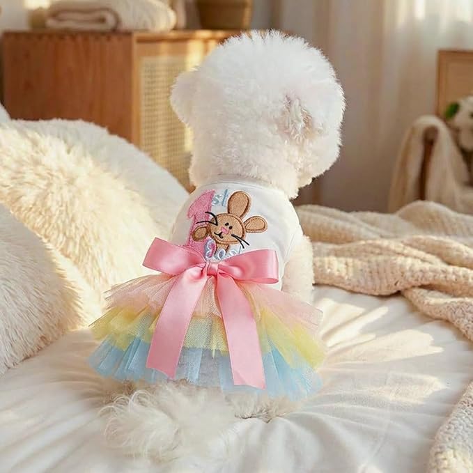 Furbabycare® Elegant Sweet Easter Puppy Dog Blingbling Princess Skirt Pet Dog Lace Cake Camisole Tutu Dress C-Easter Bunny-3 Medium